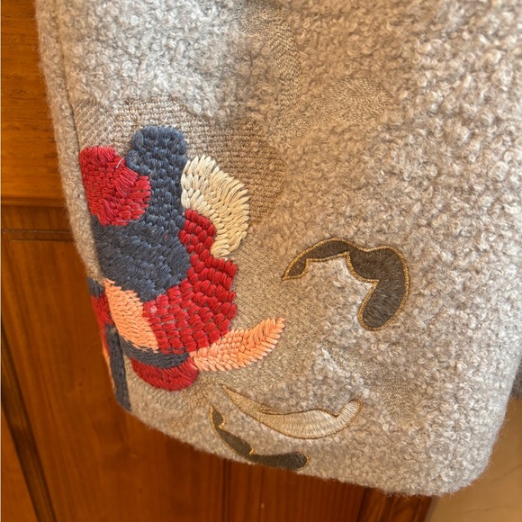 Sundance Catalog Tatiana Embroidered Wool Blend Coat S Gray - Picture 4 of 5